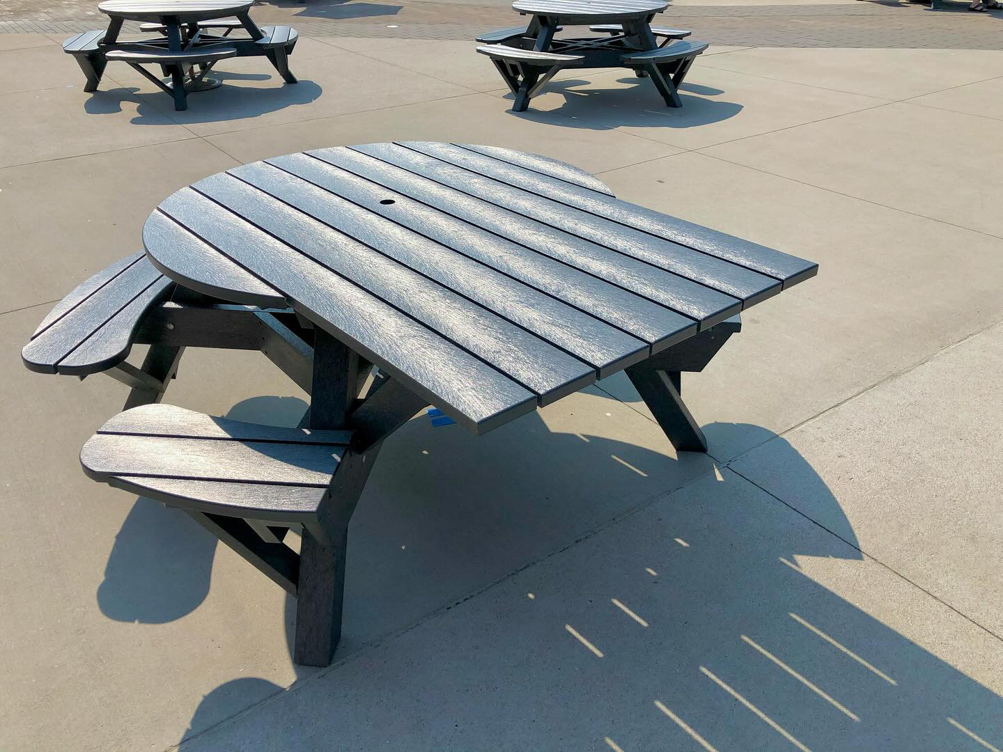 T50-WC 51" Wheelchair Accessible Round Picnic Table in Slate Grey